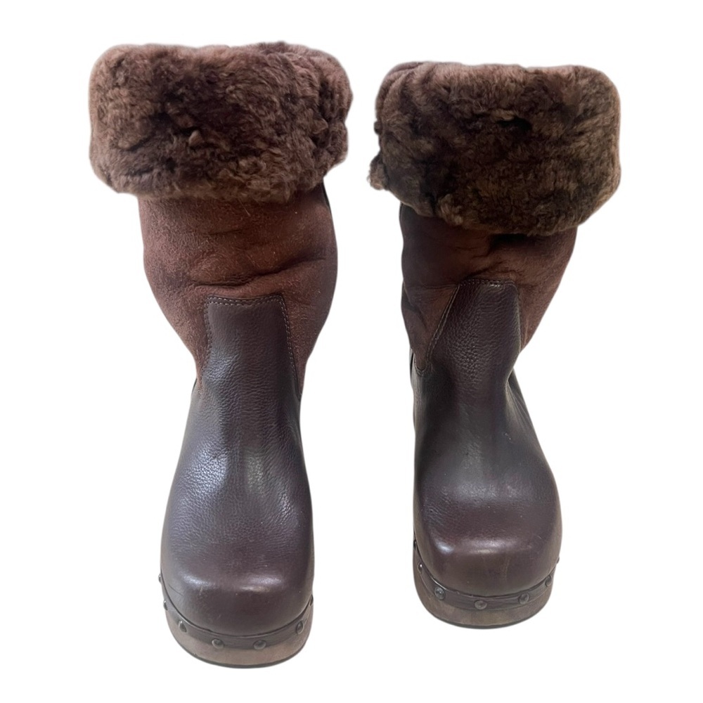 Frye Morgan Shearling Clog Boots Brown 7.5B - Picture 2 of 11